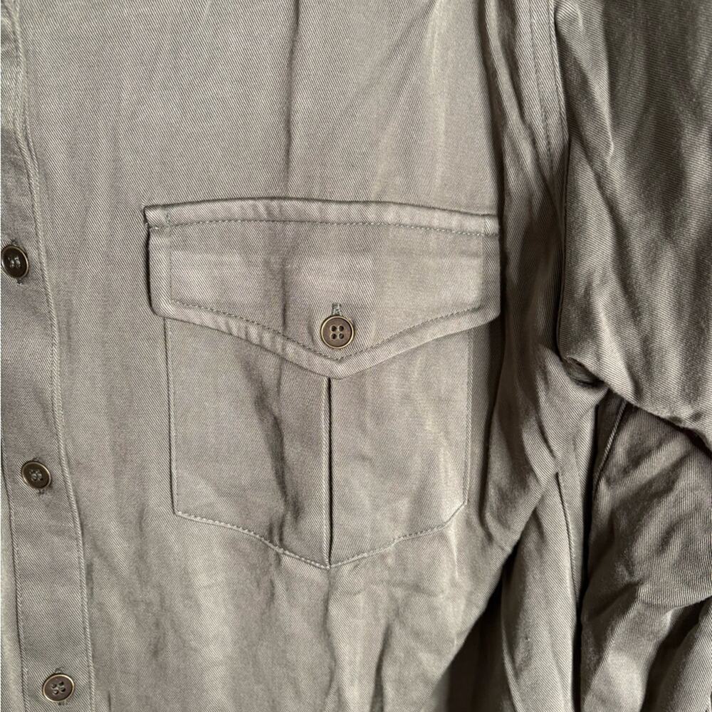 Ash & Ember Olive Green Long Sleeve Button Front Top With Pockets XL - Picture 4 of 8